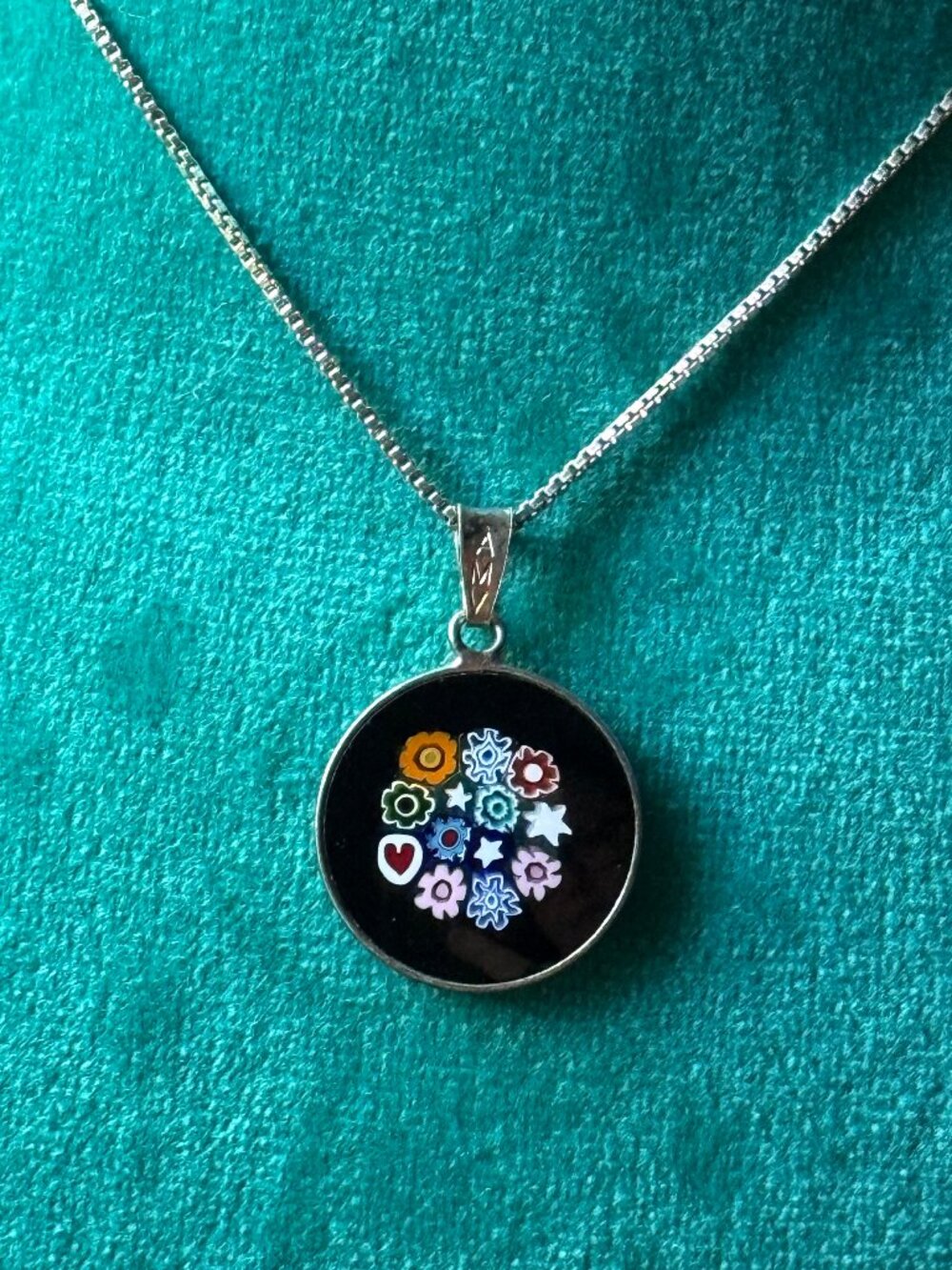 Millefiori Pendant in Sterling Silver 925 by Antica Murrina Venezia 1960s